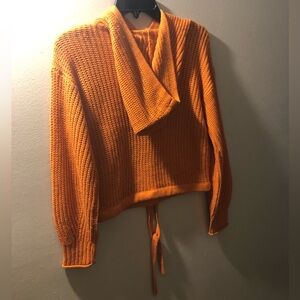 Orange, hooded crop sweater